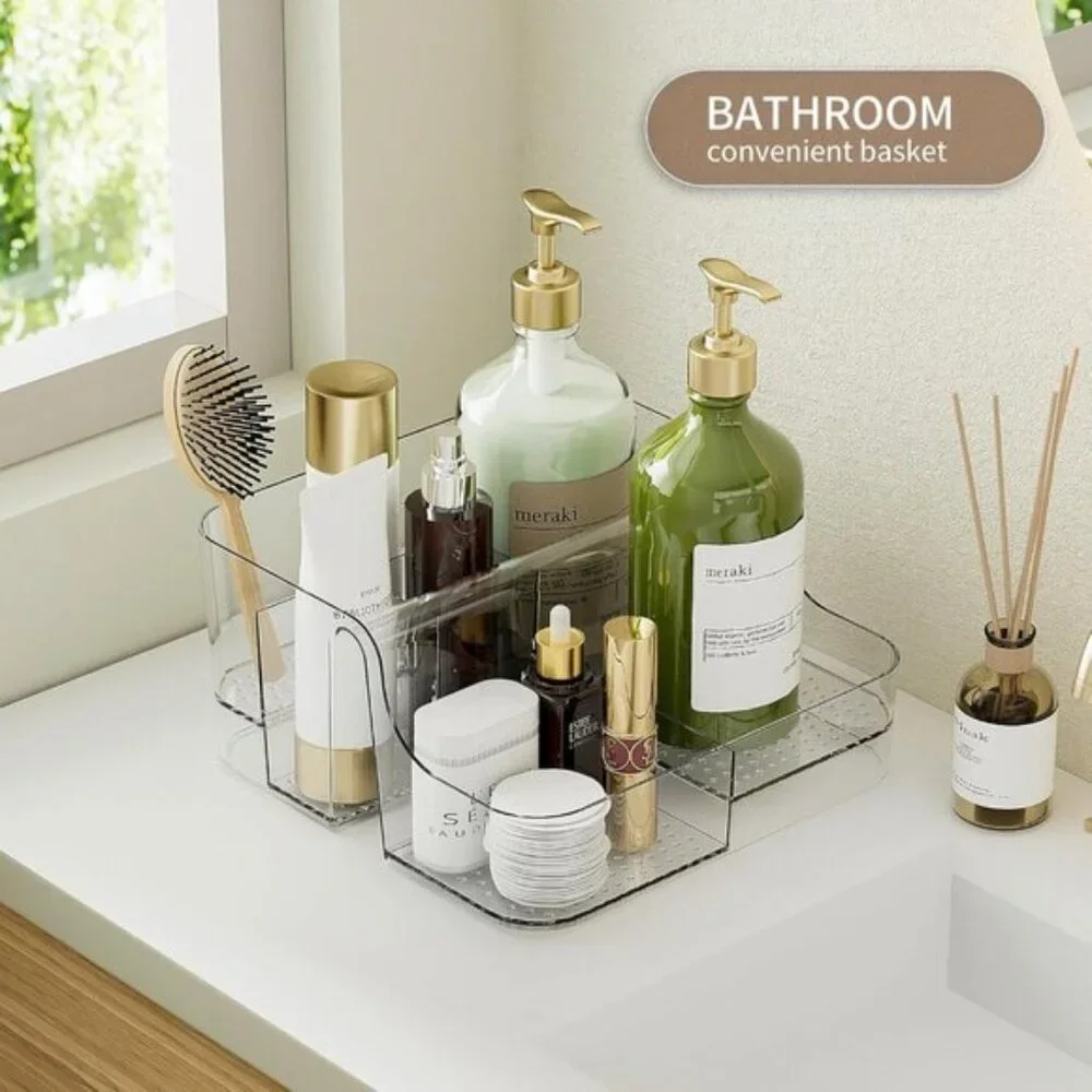 New Clear Makeup Organizer, 6-Compartment Vanity Storage for Cosmetics